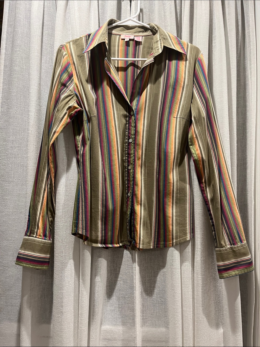 Vtg Fourtys Multicolor Vertical Stripe Button-Up Shirt